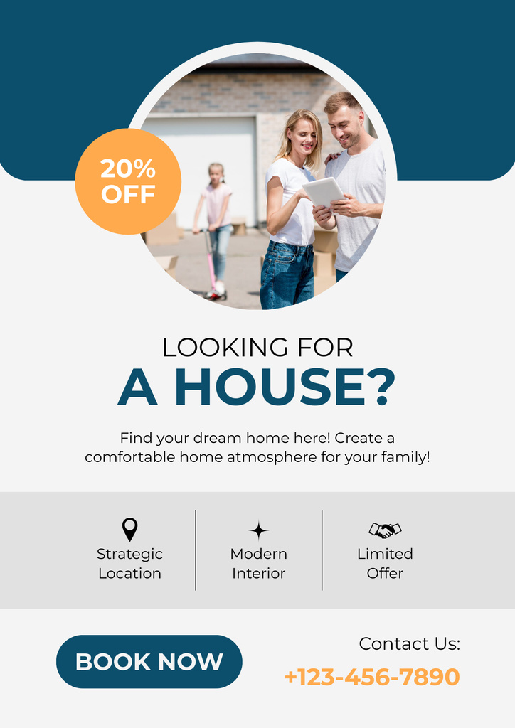 Dream House Serching Layout with Photo Poster Design Template