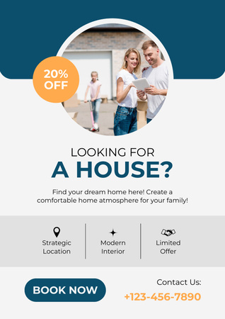 Dream House Serching Layout with Photo Poster Design Template