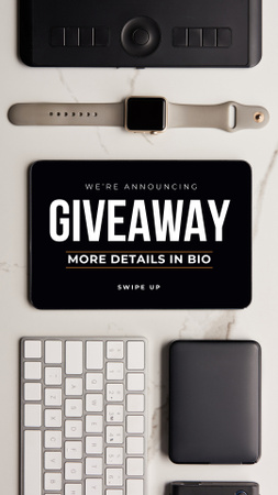 Giveaway Ad with Electronic Gadgets on table Instagram Story Design Template