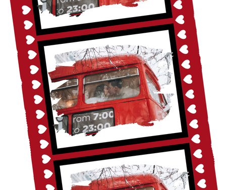 Designvorlage paar küsst sich am valentinstag im bus für Facebook