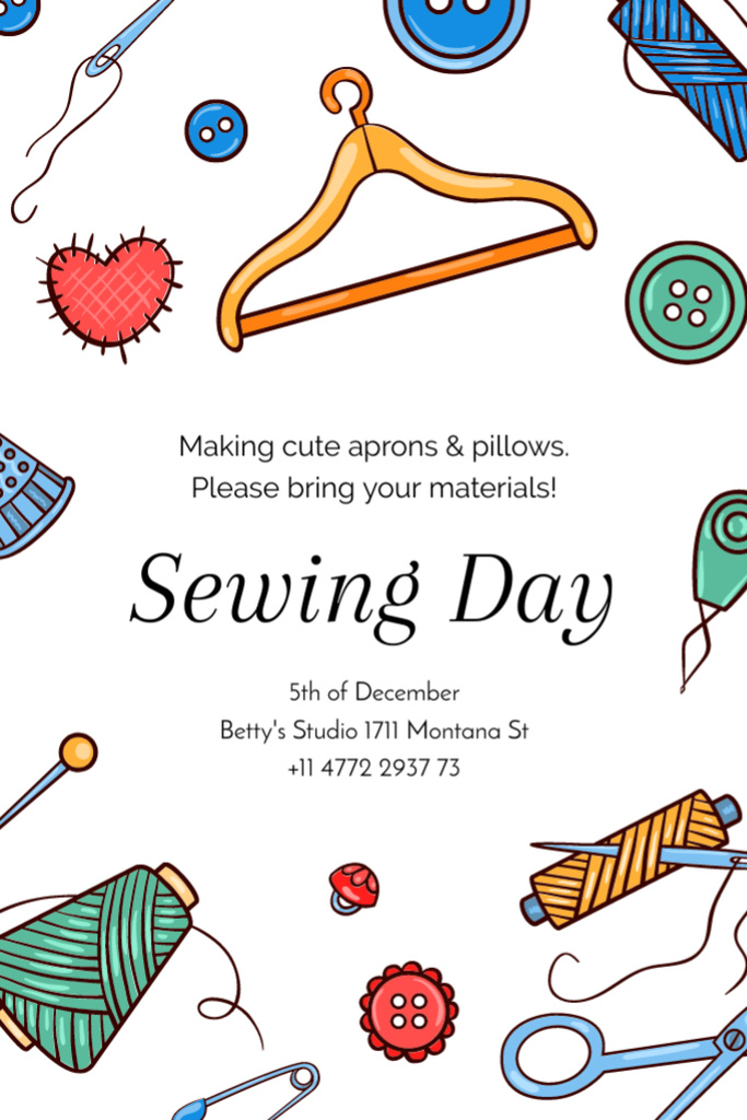 Creative Sewing Day Announcement In December Flyer 4x6in Šablona návrhu