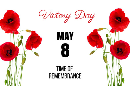 Plantilla de diseño de Victory Day Celebration with Gentle Red Poppy Postcard 4x6in 