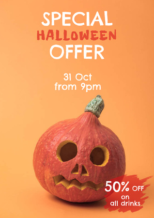 Halloween Celebration with Festive Cocktail Poster Design Template