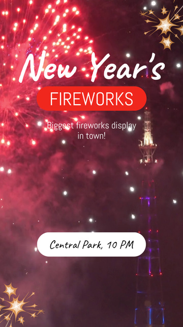 Plantilla de diseño de Splendid Fireworks On New Year Evening TikTok Video 