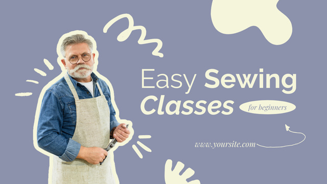 Sewing Classes with Elderly Tailor Male Youtube Thumbnail Design Template