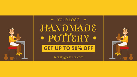 Discount on Handmade Pottery Youtube Thumbnail Design Template