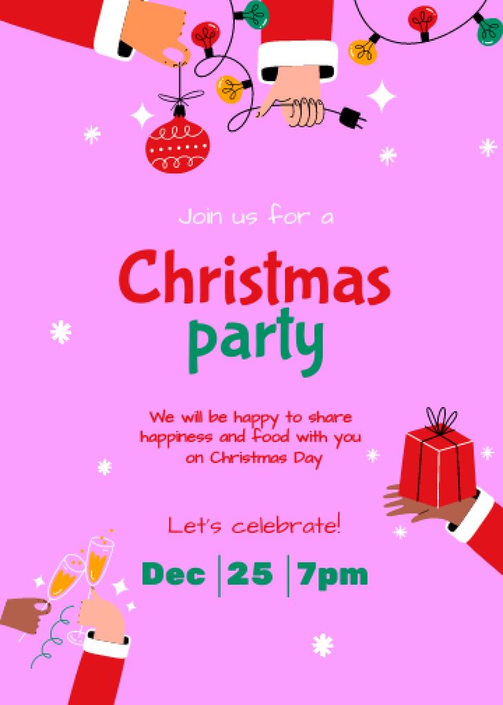 Plantilla de diseño de Awesome Christmas Holiday Party With Garland And Gifts Invitation 