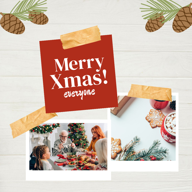 Cute Christmas Holiday Greeting with Happy Family Instagram Design Template