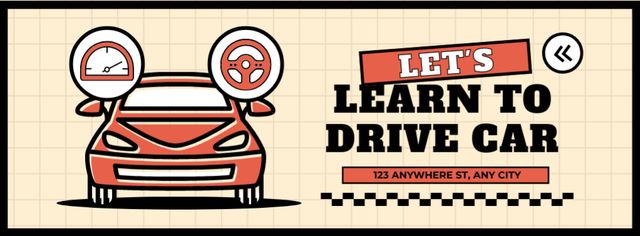 Enthusiastic Learning Driving Car In City Facebook cover Modelo de Design