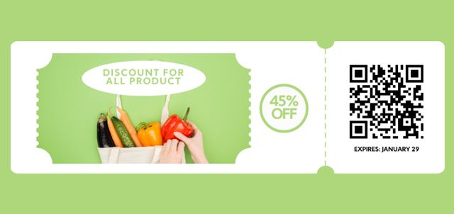 Ontwerpsjabloon van Coupon Din Large van Grocery Store Promo with Fresh Vegetables