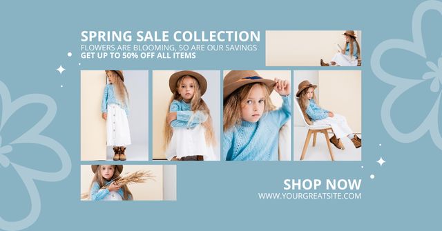 Collage with Spring Collection for Kids Facebook ADデザインテンプレート