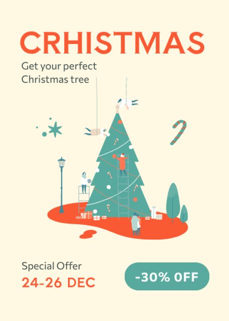 Ontwerpsjabloon van Invitation van Christmas Tree Sale Offer