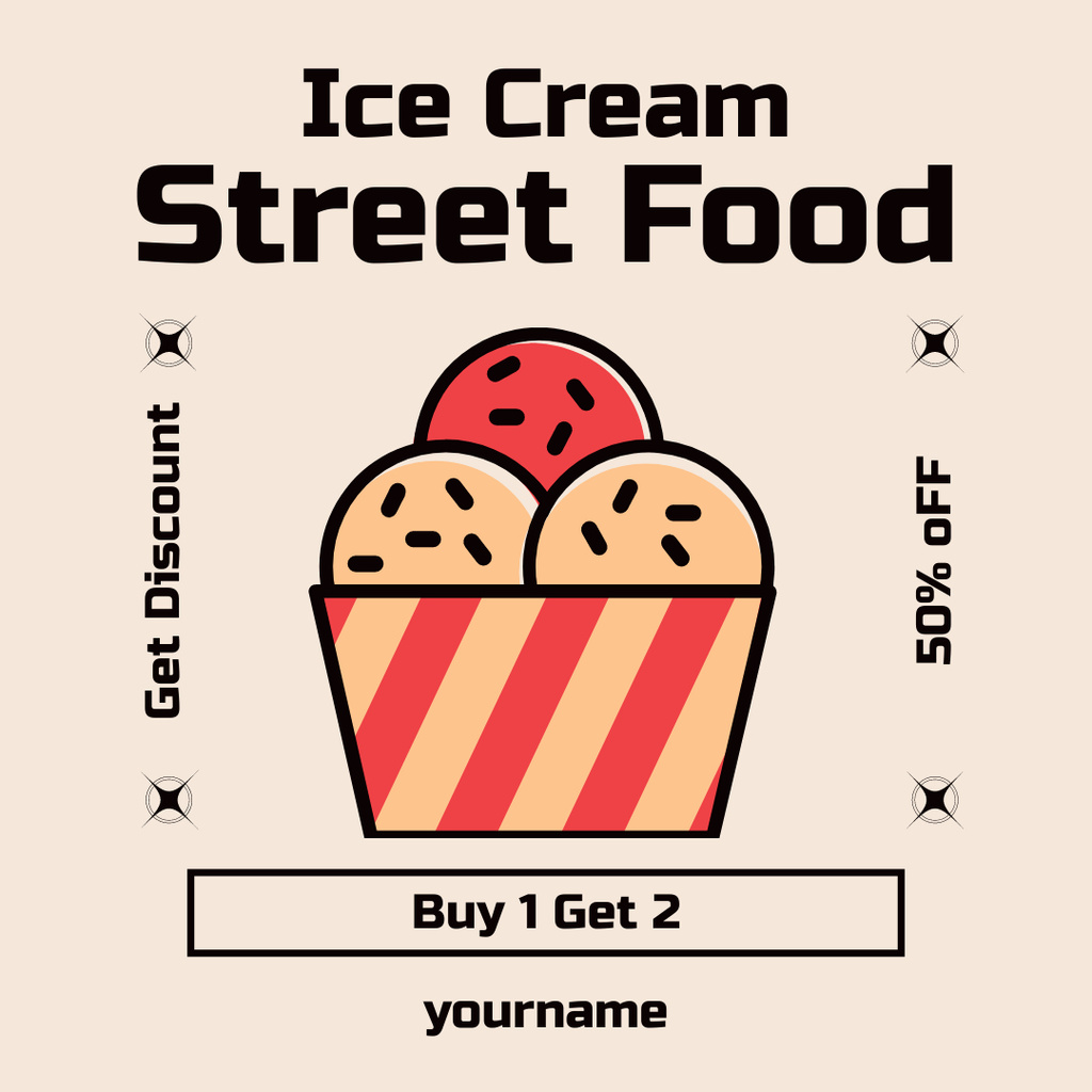Designvorlage Street Food Ad with Illustration of Ice Cream für Instagram