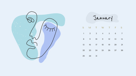 Creative Female Portrait Calendar Design Template
