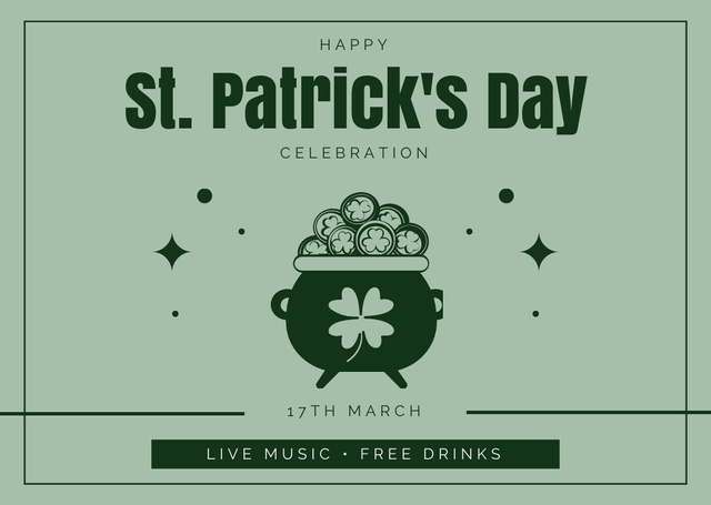 Plantilla de diseño de St. Patrick's Day Party Invitation with Illustration of Cauldron Card 