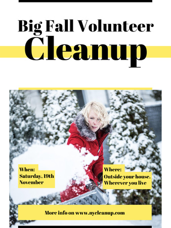 Woman at Winter Volunteer clean up Poster US Šablona návrhu
