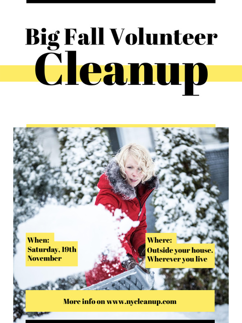 Template di design Woman at Winter Volunteer clean up Poster US