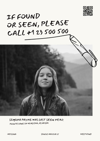 Platilla de diseño Announcement of Missing Young Girl Poster