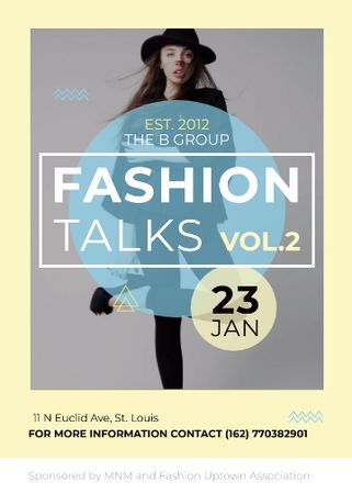 Designvorlage Fashion talks announcement with Stylish Woman für Flayer