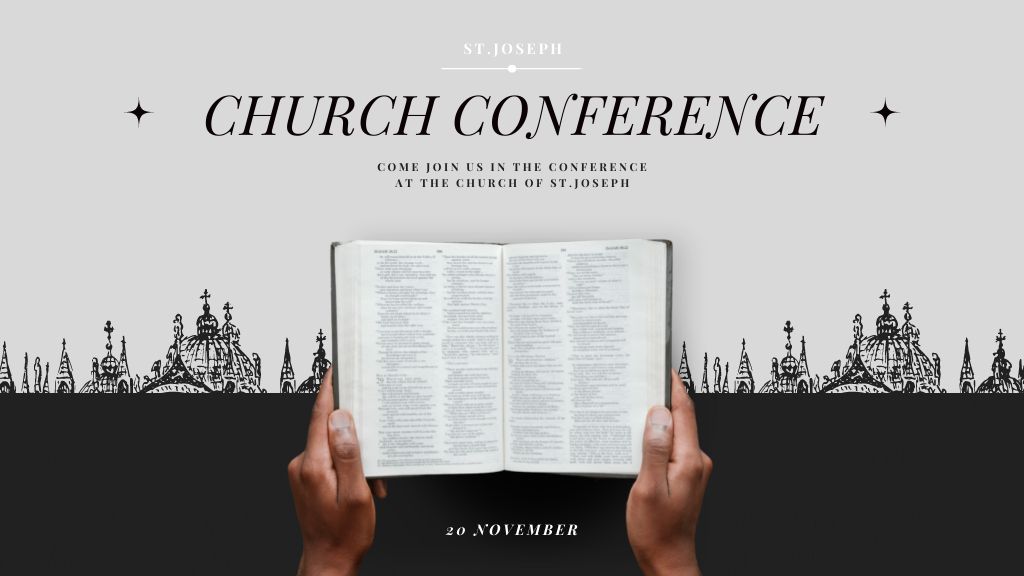 Modèle de visuel Church Conference Announcement with Bible - Title
