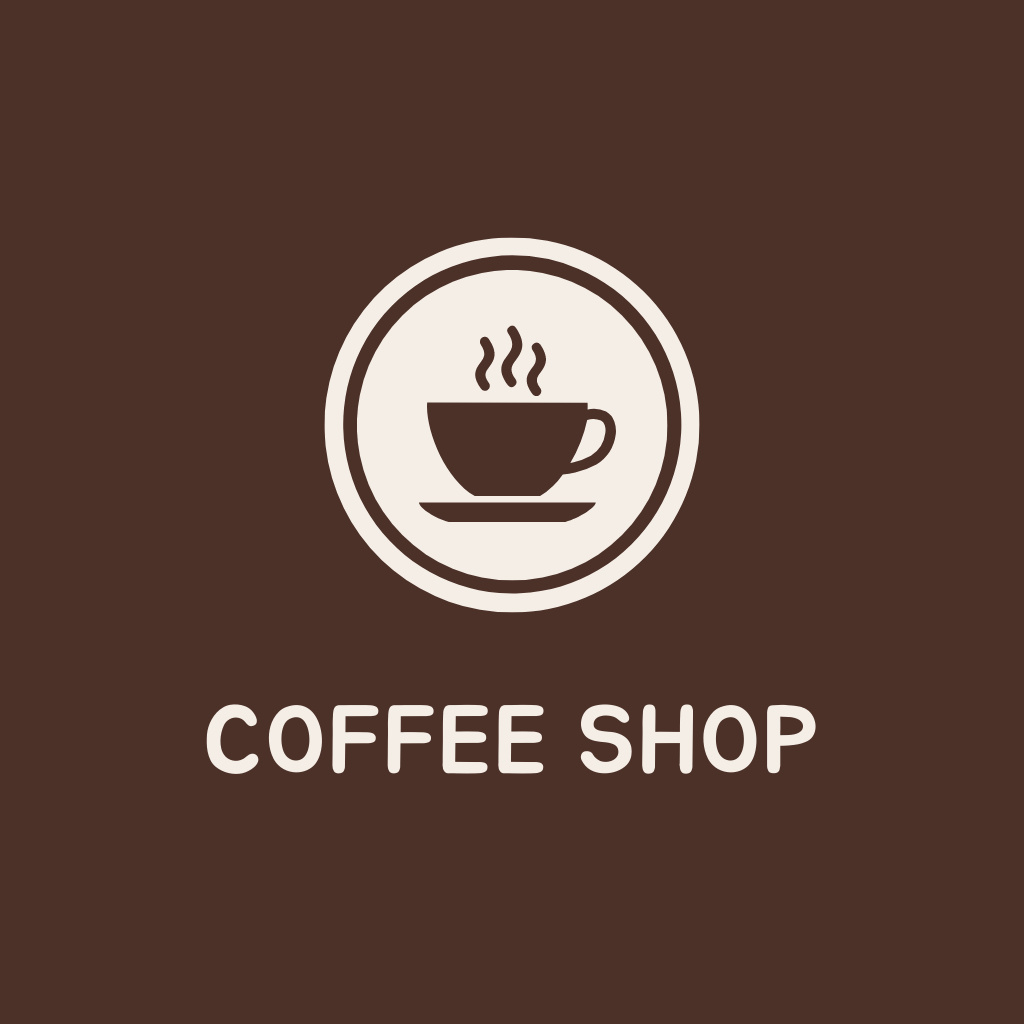 Brown Coffee Shop Emblem with Cup Logo Design Template