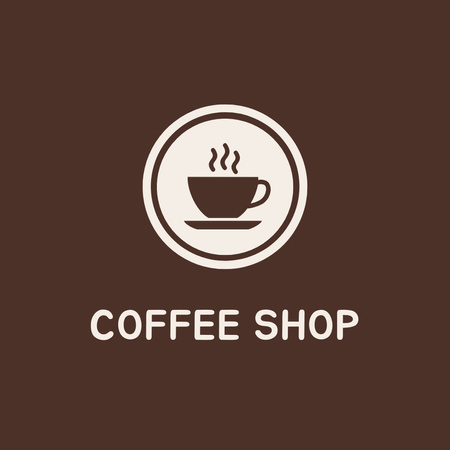 Brown Coffee Shop Emblem with Cup Logo Design Template