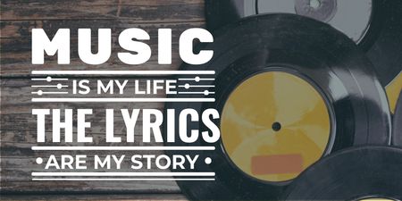 Citation about Music with vinyl Twitter Design Template