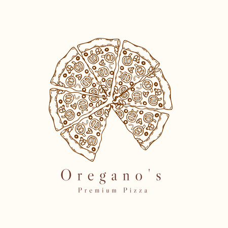 Platilla de diseño Pizzeria Emblem with Pizza Sketch Logo 1080x1080px