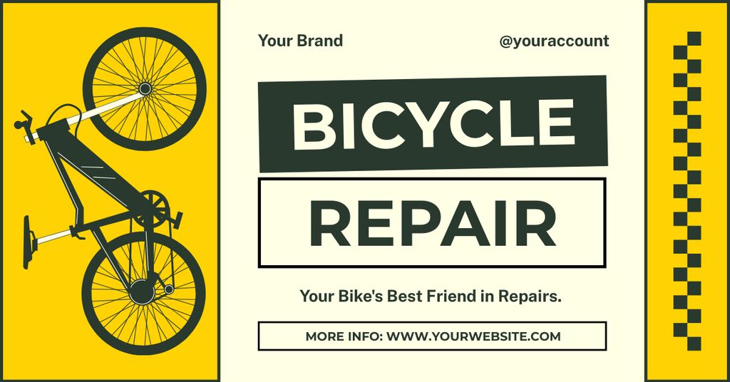 Designvorlage Bicycles Repair Service Offer on Yellow für Facebook AD