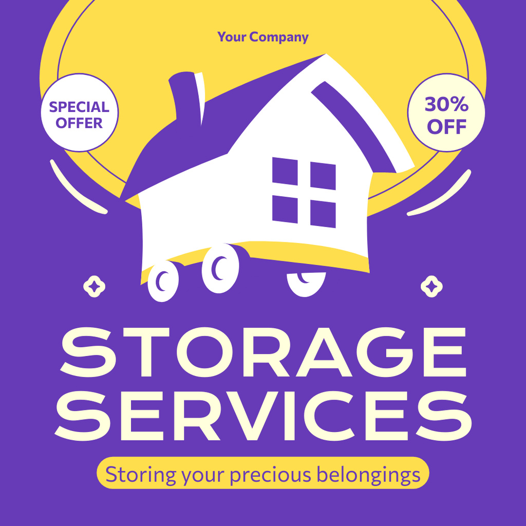 Ad of Storage Services with House on Wheels Instagram AD tervezősablon