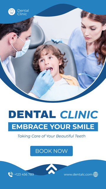 Template di design Little Child on Visit in Dental Clinic Instagram Video Story