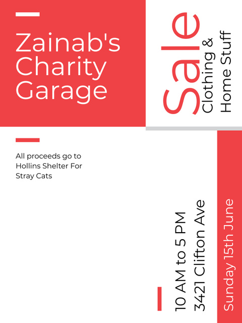 Designvorlage Charity Sale Announcement Clothes on Hangers für Poster US