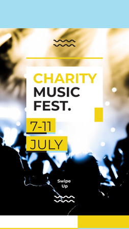 Charity Music Fest Announcement with Cheerful Crowd Instagram Story Design Template