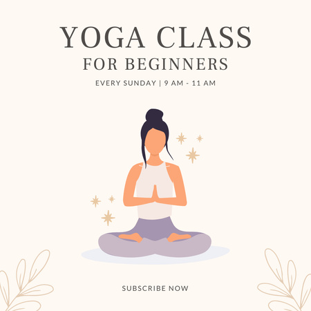 Yoga Class For Beginner vector post Instagram Design Template