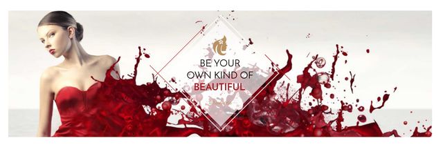 Template di design Motivational Phrase with Woman in Red Dress Twitter