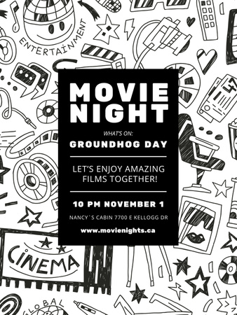 Movie night event on Groundhog Day Poster US Design Template