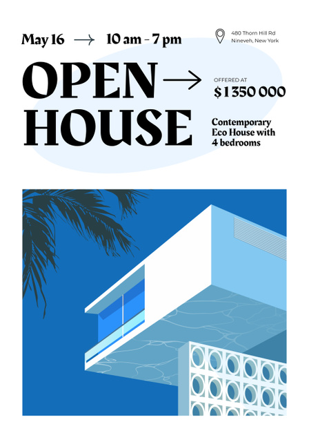 Platilla de diseño Property Sale Offer with Modern House Poster 28x40in