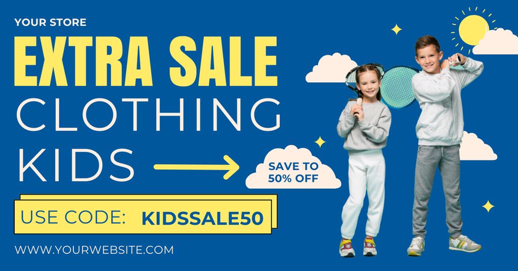 Plantilla de diseño de Sale of Clothing for Kids Facebook AD 