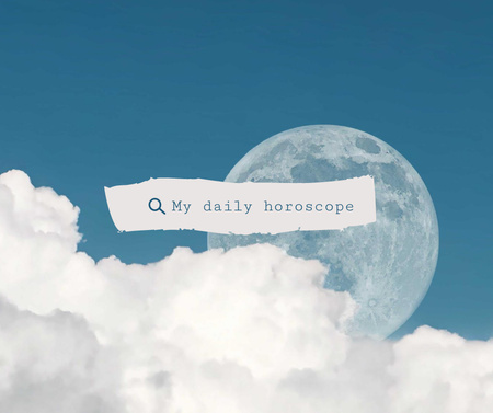 Daily Horoscope Announcement with Moon behind Clouds Facebook Design Template