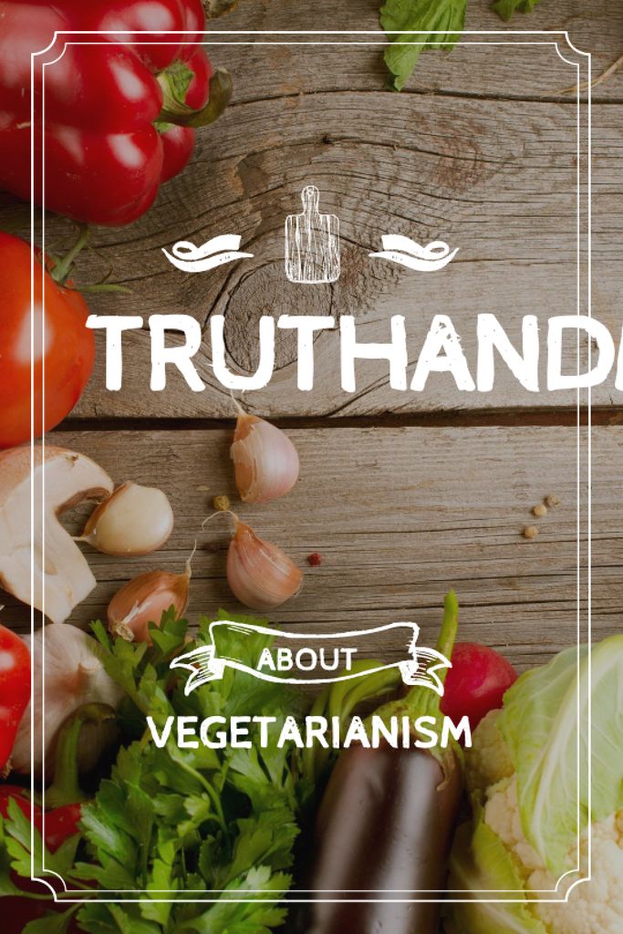 Designvorlage Vegetarian Food Vegetables on Wooden Table für Tumblr
