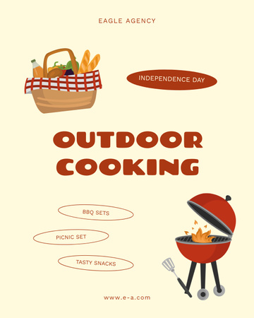 Outdoor Cooking on USA Independence Day Poster 16x20in Design Template