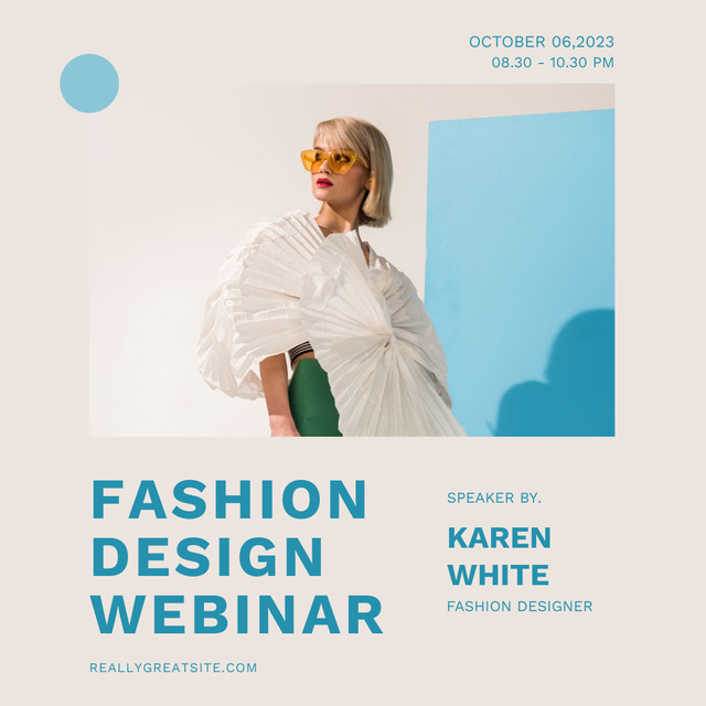 Fashion Design Webinar in Blue and White Instagram – шаблон для дизайну