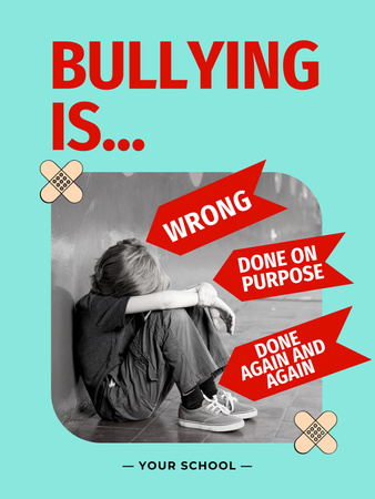 Template di design Importante consapevolezza di fermare il bullismo tra i bambini in blu Poster US
