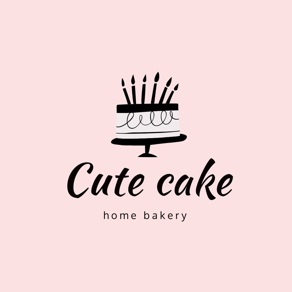 Home Bakery Ad with Festive Cake Logo 1080x1080pxデザインテンプレート