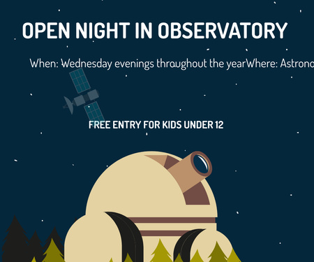 Night Open Event at Observatory Large Rectangle Design Template