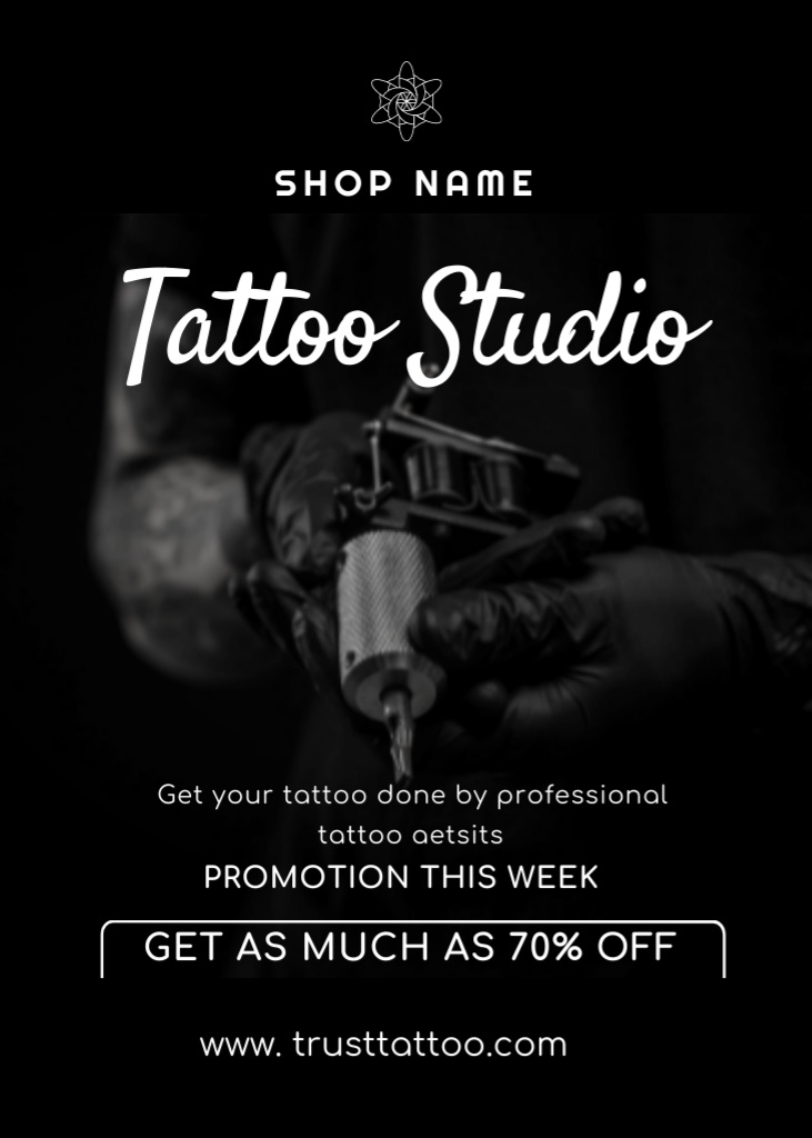Designvorlage Creative Tattoo Studio With Discount For Week für Flayer