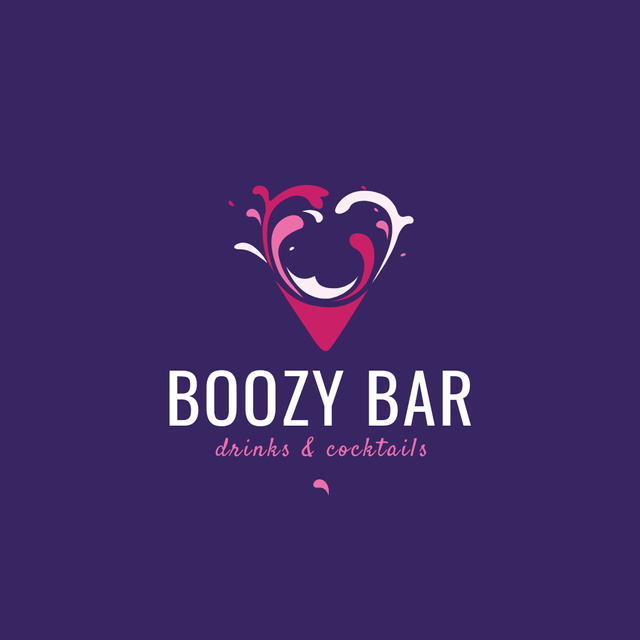 Bar Promotion with Drink Splashes in Heart Logo Šablona návrhu