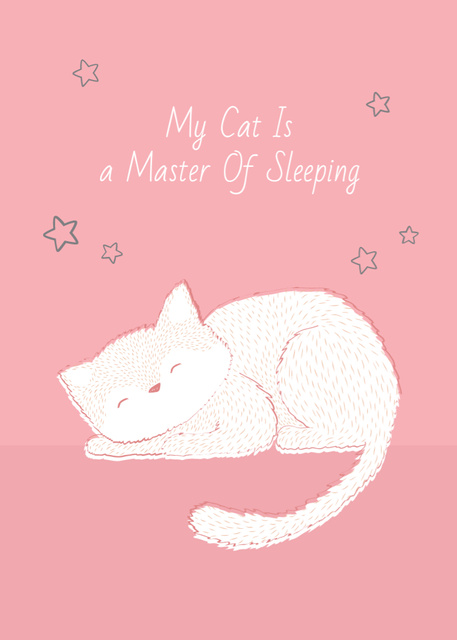 Sleeping Pet on Pink Postcard 5x7in Vertical Design Template
