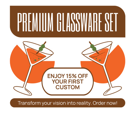 Designvorlage Anzeige eines Premium-Glaswaren-Sets für Facebook