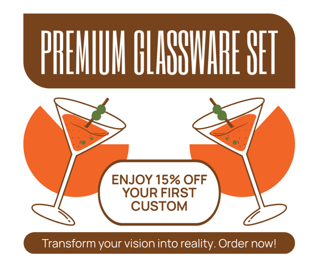Ad of Premium Glassware Set Facebook Modelo de Design